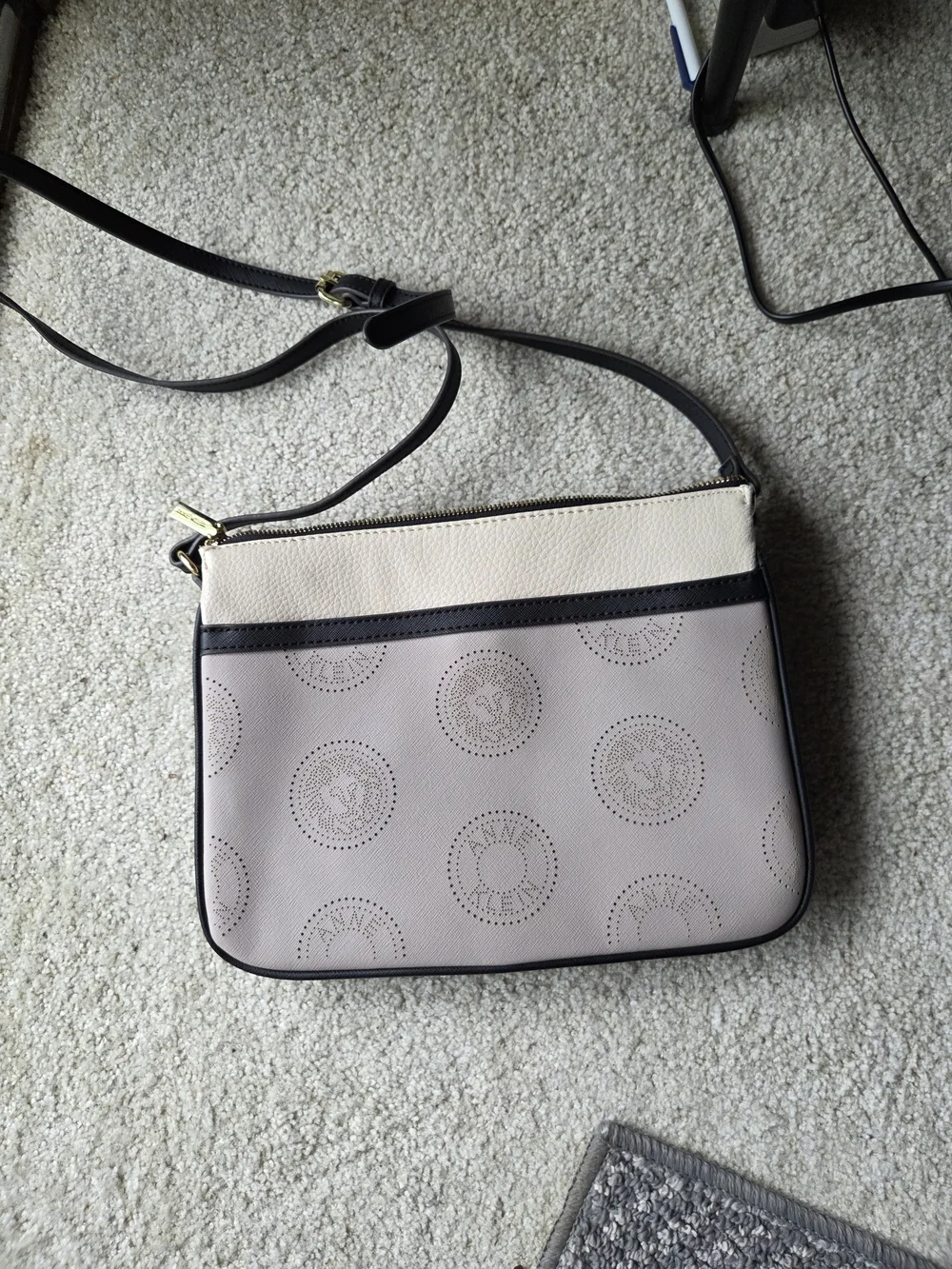 Anne Klein Two-Tone Crossbody Bag in Blush and Cream